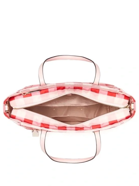 Kate Spade Chelsea Gingham pink multi Tote with Detachable Strap Bag - Picture 2 of 9